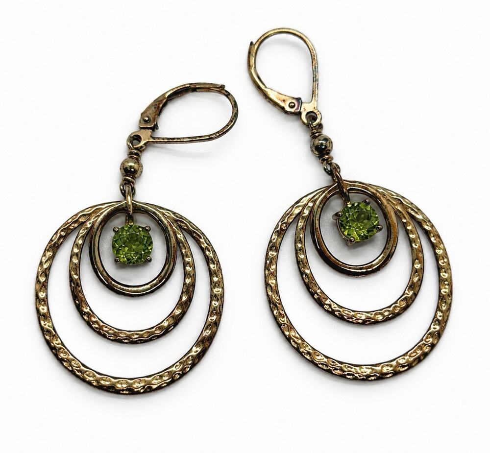 Elegant 925 Sterling Silver Gold Plated Green Peridot Earrings